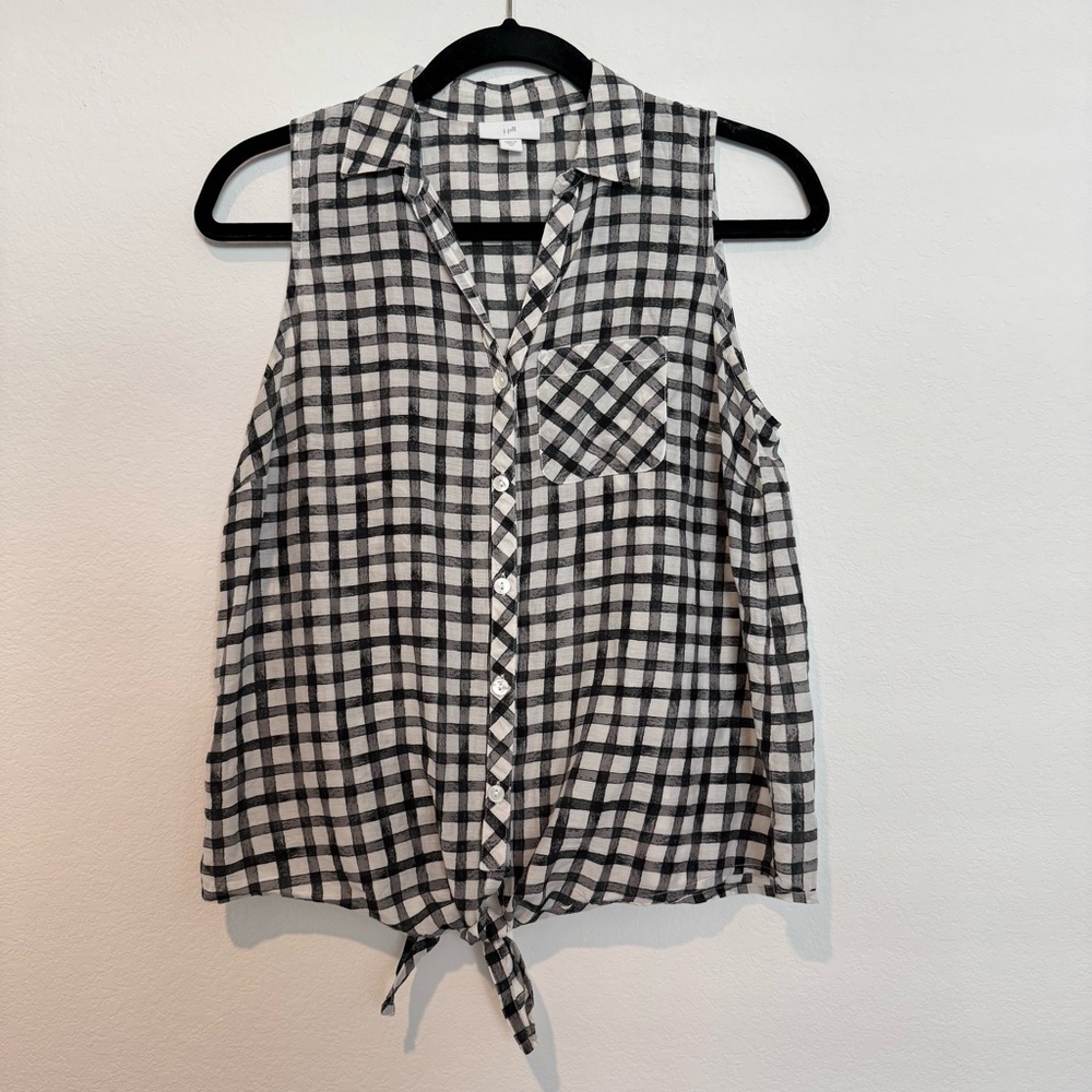 J. JIll Cotton Silk Blend Gingham Lightweight Sleeveless Top